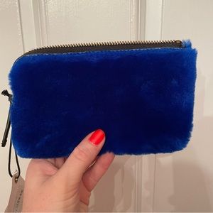 IIIBeCa by Joy Gryson Blue Faux Fur Pouch - NWT